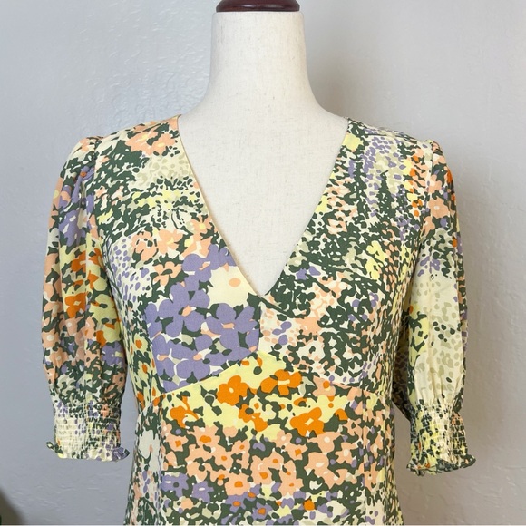 •RAILS•‎ Roma V-Neck A-Line Floral Mini Dress in Gardenia Print Size Small - Picture 4 of 16
